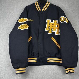 Vintage Holloway College Jacket Mens XL Blue Wool Varsity Letterman USA Retro